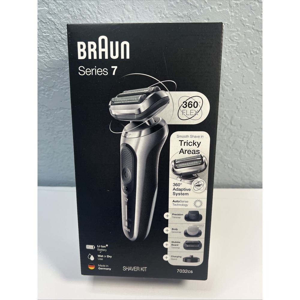 Braun Series 7 7032cs Wet & Dry Flex Electric Men Shaver Kit Silver-Open Box